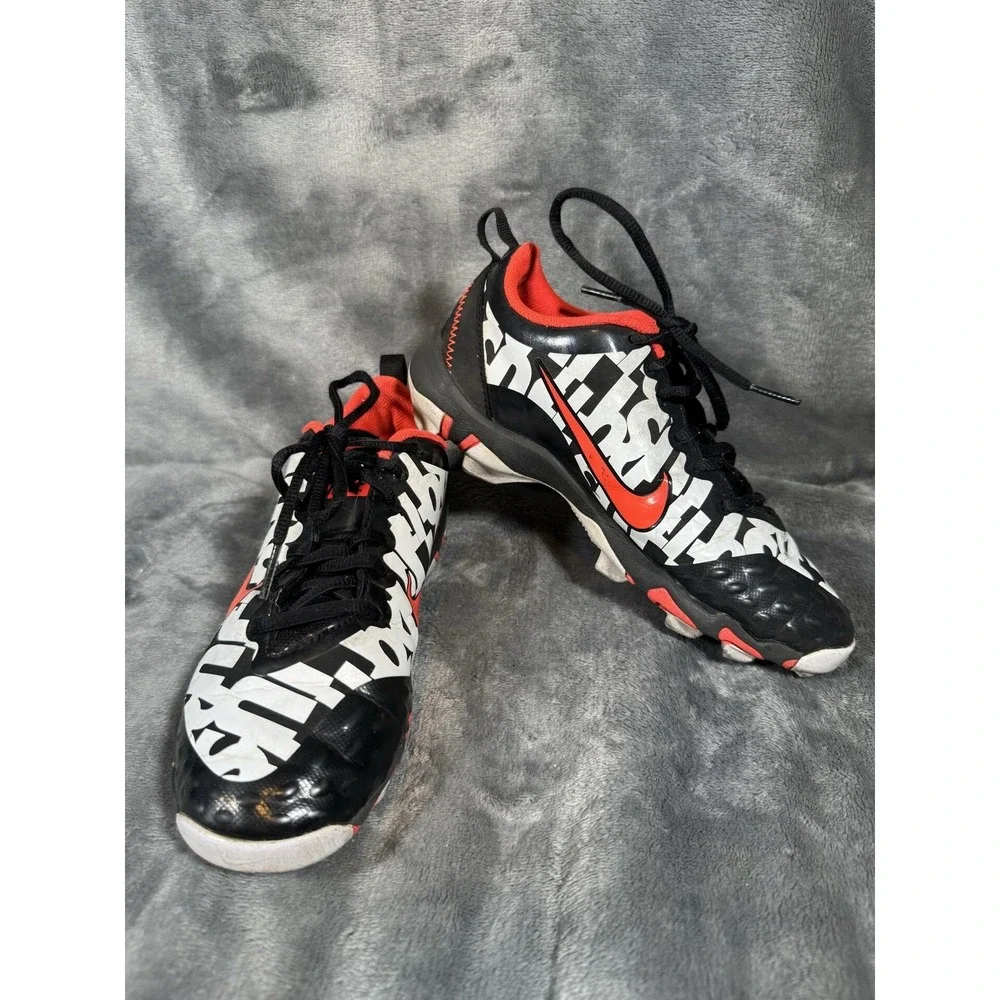 Nike Football Cleats Boys 3Y Youth Size 3 Black White Red Just Do It Fastflex